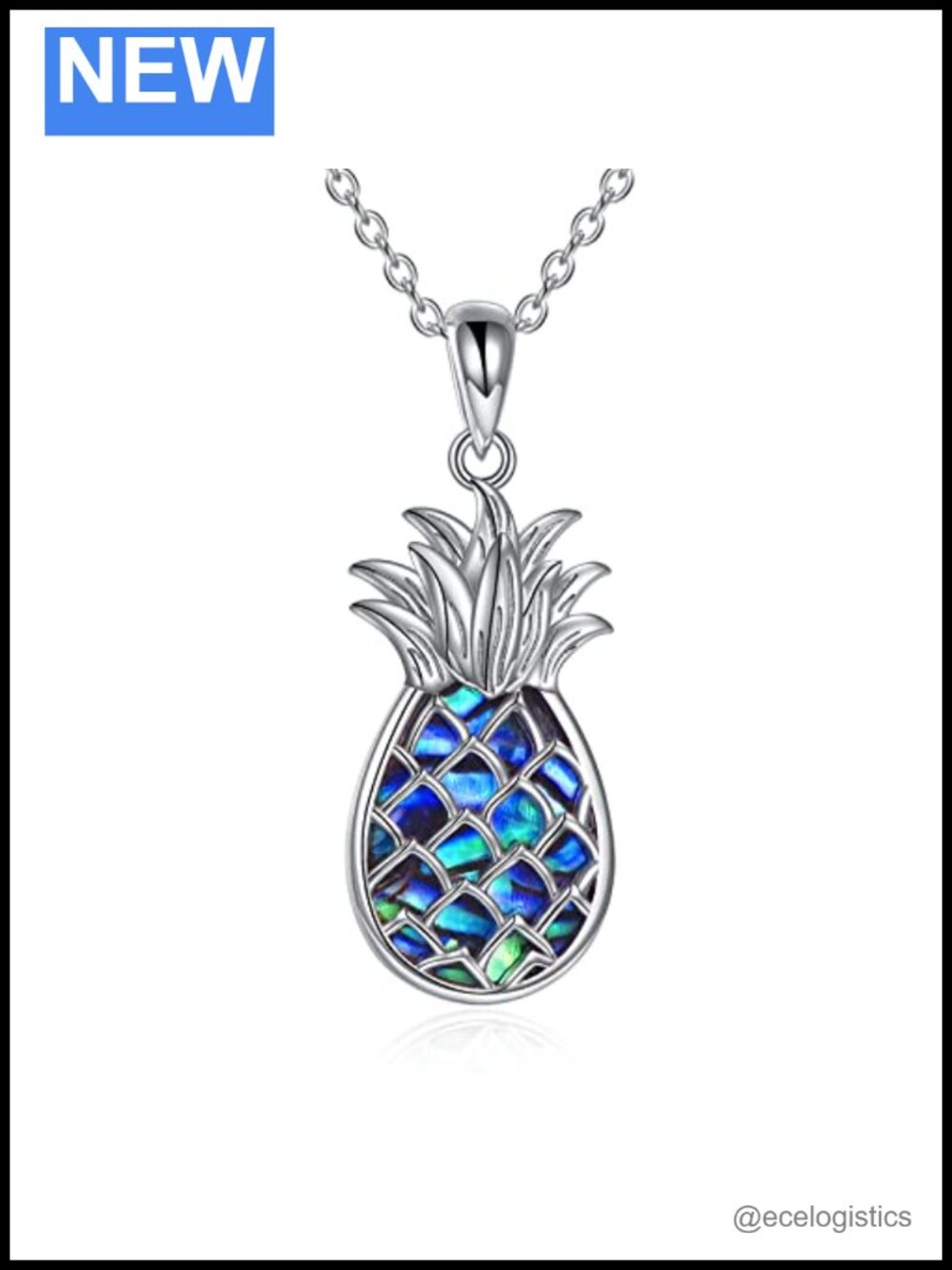 Sterling Silver Pineapple Pendant Necklace 18+2" Dainty Gift